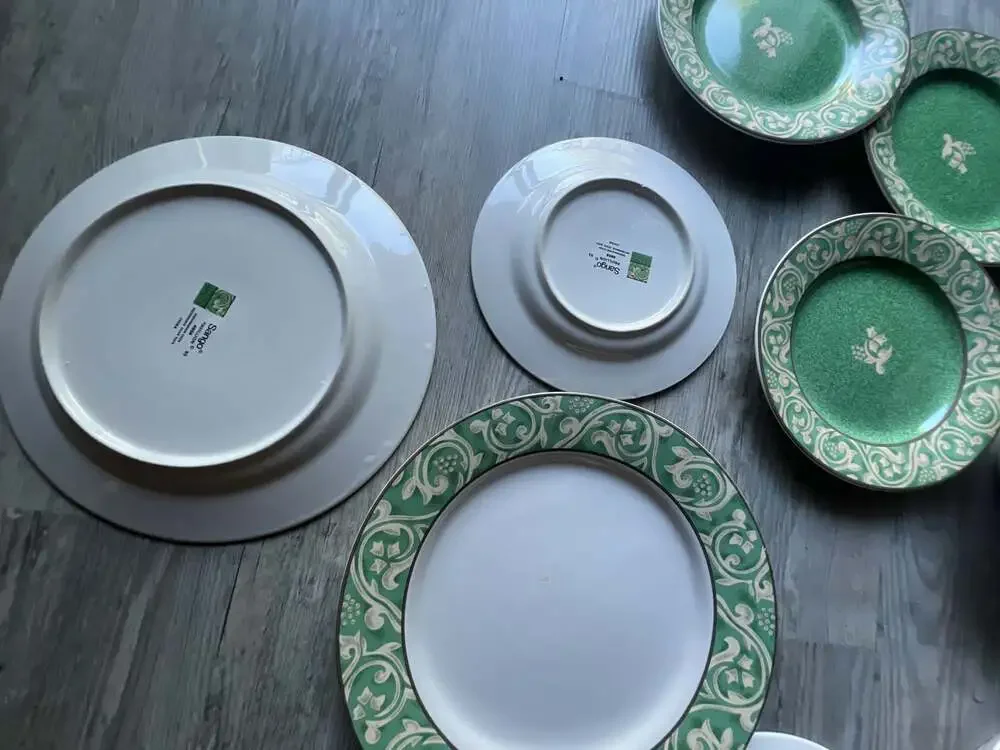 Sango Pavillion 4856 Green Scroll Dinnerware Set